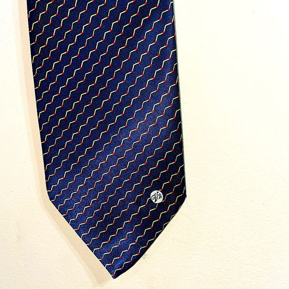 Beautiful navy yellow and red mens Versace V2 classic tie - Picture 3 of 6